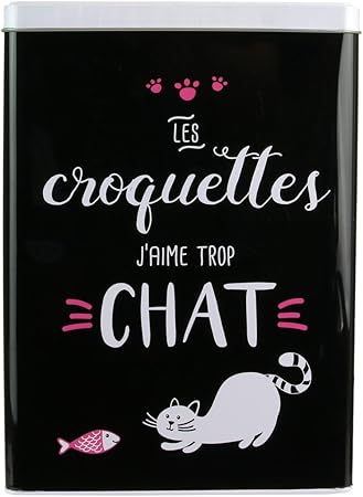 Les Tresors De Lily P9216 Boite Metal Croquettes Chat Noir Blanc 25x18x10 Cm Amazon Fr Cuisine Maison