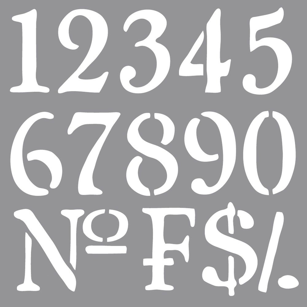 Rayher 38907000 Reusable Stencil with Number Designs, Stencil Mask for craft and home décor projects
