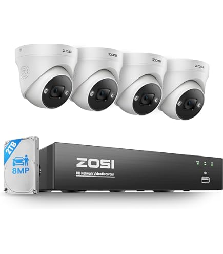 Amazon.com: ZOSI 4K PoE Security Camera System,4pcs 8MP Outdoor
