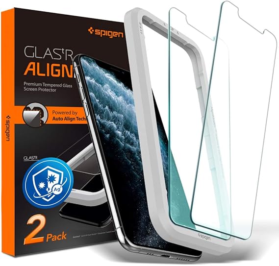 Spigen AlignMaster AntiBacterical Tempered Glass Screen Protector for