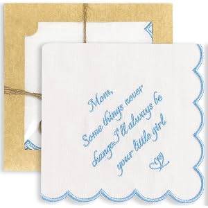 Lauusiusi Something Blue Wedding Handkerchiefs for Bride, Embroidered Wedding Gift for Husband Mom Dad