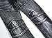DANT BULUN Men's Ripped Slim Straight Fit Moto Biker Jeans with Zipper Deco (32, Black)