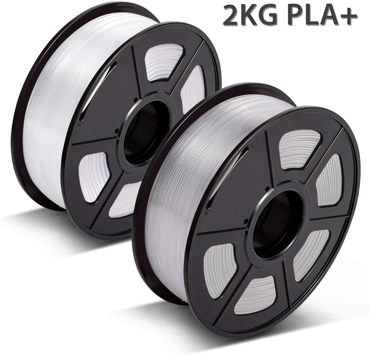 3D Printer Filament PLA Plus,1.75mm PLA Plus Filament for 3D Printers,Dimensional Accuracy +/- 0.02mm, PLA+ White & PLA Transparent,2KG(Spool),1.75mm 3D Printing Filament