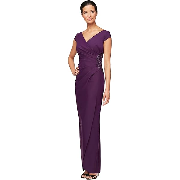 Amazon.com: Alex Evenings Women's Long Portrait Collar Dress, Perfect for  Weddings, Formal Events : Clothing, Shoes & Jewelry
