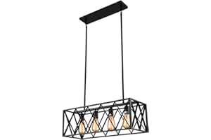 mirrea Farmhouse Pendant Lights for Kitchen Island Lighting Black 4 Light in Rectangle Frame Shade