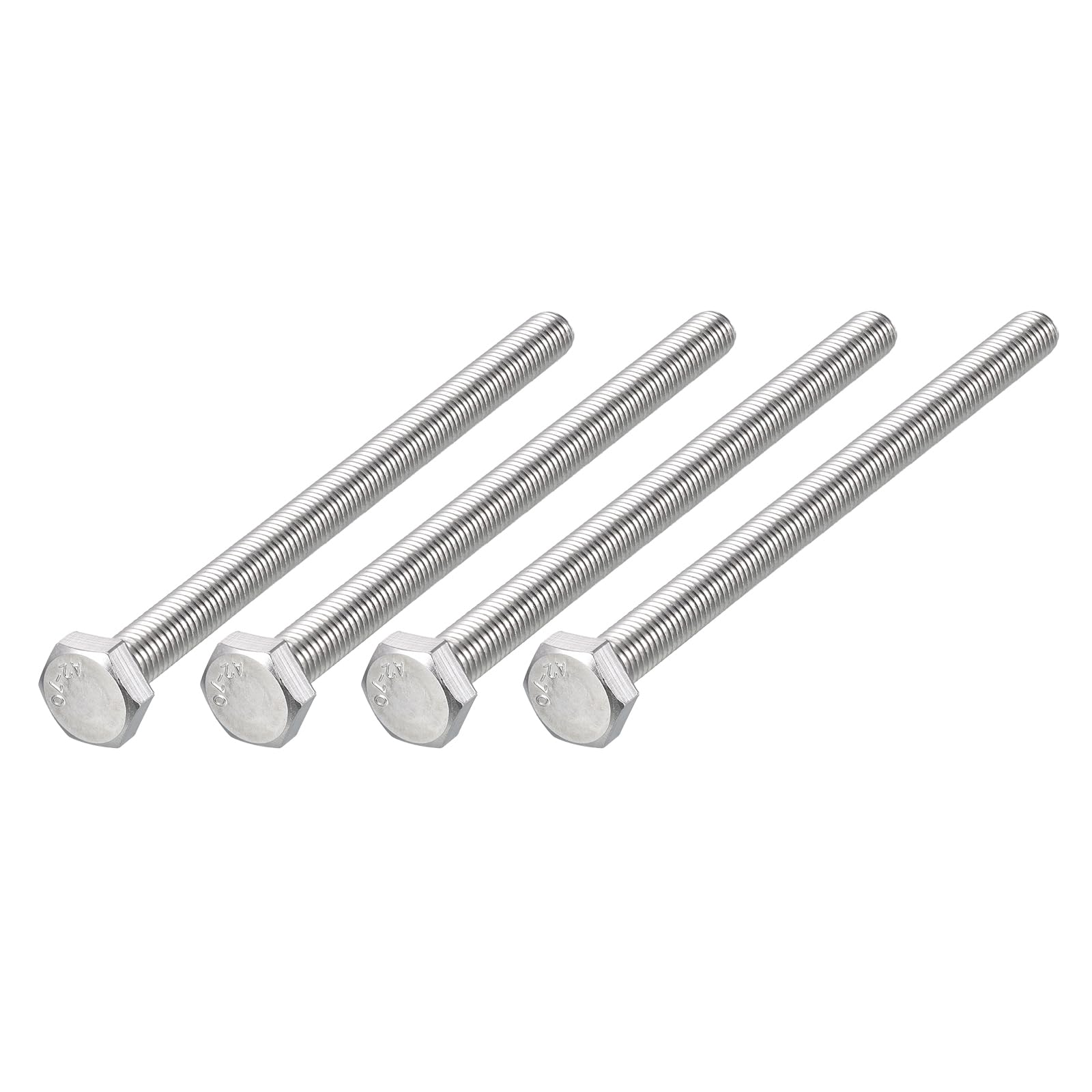 METALLIXITY Hex Bolts (M10-1.5x150mm) 4Pcs, 304 Stainless Steel Coarse Fully Threaded Hex Head Screw Bolt Machine Screws - for Furniture Repair, Silver