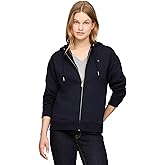 TOMMY HILFIGER Women's Relaxed Fit Solid Zip-Up Hoodied Sweatshirt Collection 2024, Medium, Black