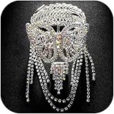 yuruyi Upper Arm Cuff for Women, Elegant Crystal S-shaped Sexy Tassel Drop Harness Armlet with Cubic Zirconia Adjustable Upper Arm Chain Bangle Arm Band for Women