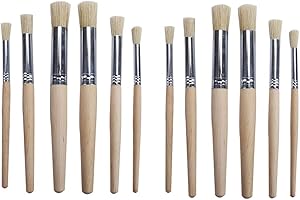 Wooden Stencil Brushes Natural Bristle Stencil Brushes for Acrylic Painting, Oil Painting, Watercolor Painting, Card Making, 