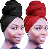 Hrapscaf 2PCS Head Wraps for Women Turban Headwraps Hair Scarves Long Large Lightweight Soft Headscarf Headband Wide Hijabs