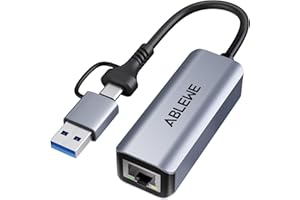 USB C to Ethernet Adapter, ABLEWE USB C to RJ45 Gigabit LAN (1000Mbps) Network Adapter, Compatible with MacBook/Pro/Air, iPho