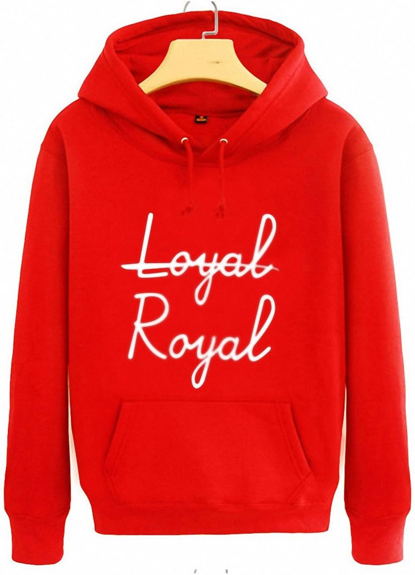 Autumn Spring Arrival Boys Stage Same Hoodie Loyal Royal Printing Pullover Sweatshirt Men Women Red M
