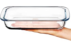 NUTRIUPS 1 Liter Mini (5.5in x 8in) Glass Baking Dish for Oven, Single Serving Glass Pan for Cooking Small Glass Casserole Dish Rectangular Baking Pan Glass Oven Bakeware