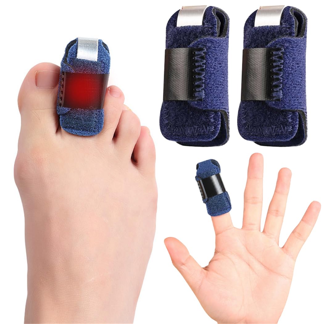 seaNpem Toe Splint Finger Stabilizer, 1 Pair Toe Straightener Finger Splint with Aluminum Strips Support for Hammer Toe, Crooked Toe, Claw Toe, Overlapping Toem Pain Relief
