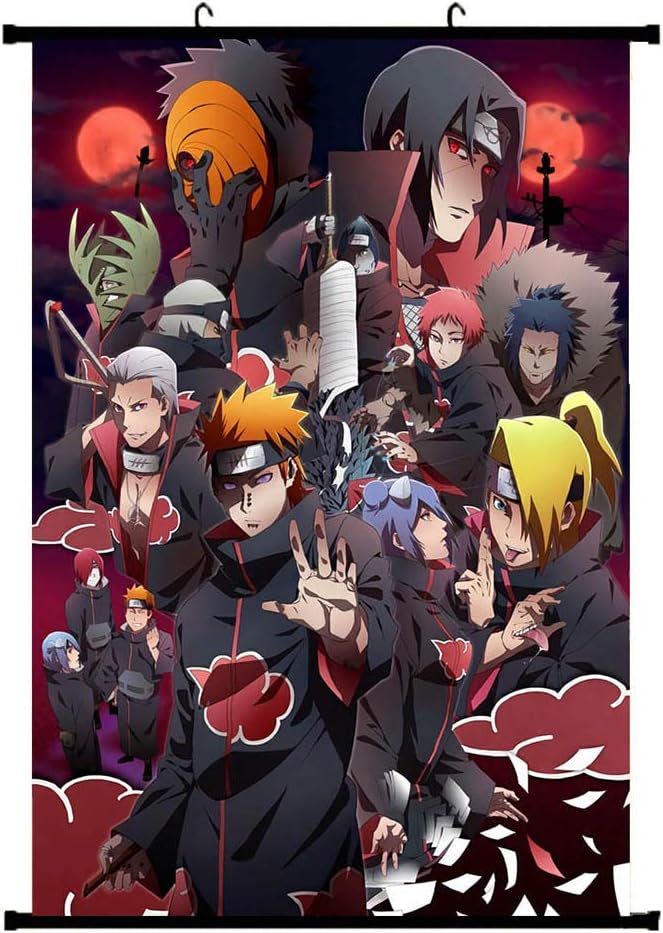 Amazon Com Wernerk Naruto Shippuden Poster Fabric Scroll Painting Wall Picture Naruto Anime Characters Kakashi Uchiha Itachi Wall Scroll Hanging Decor 2 Sizes S 20x30 Cm H10 Posters Prints