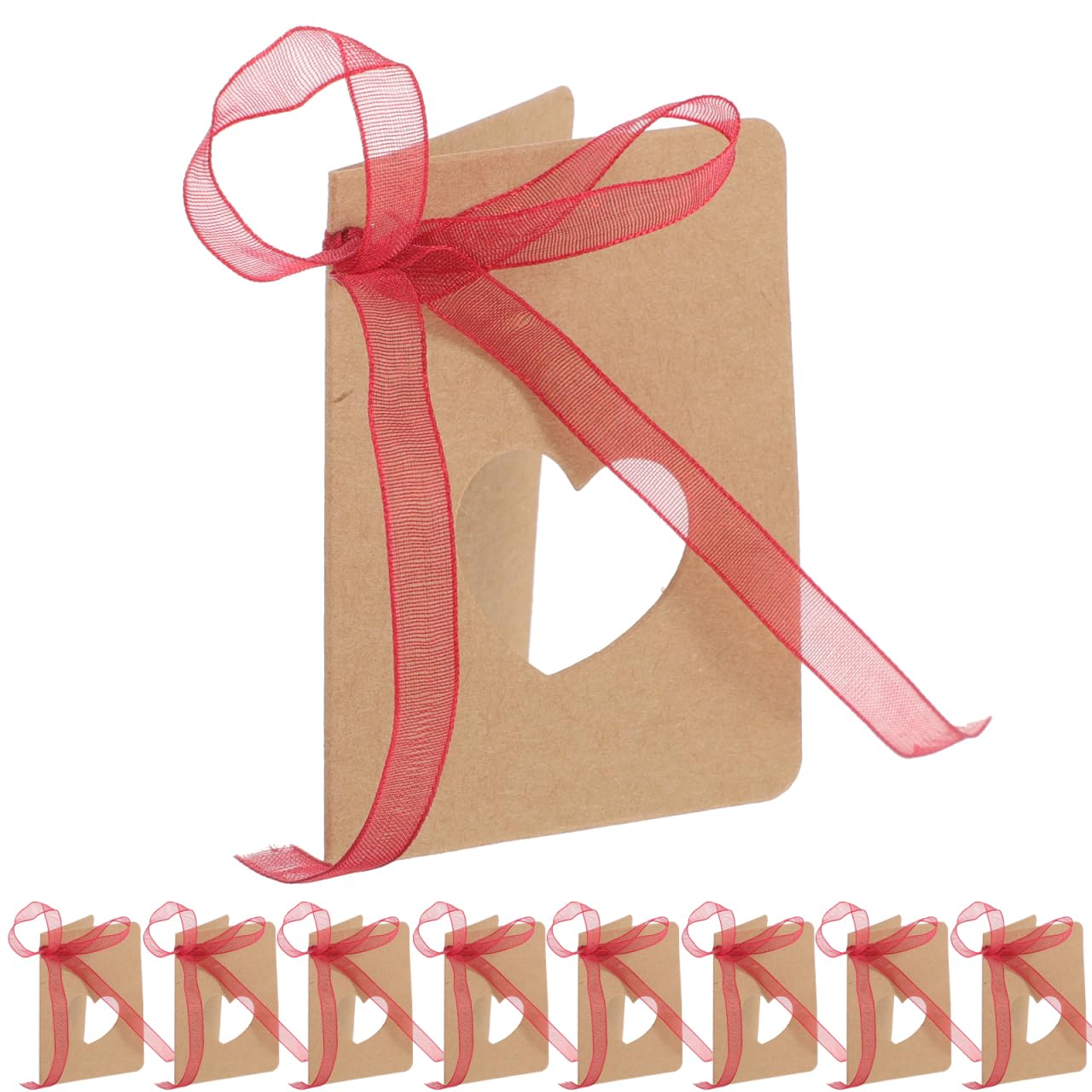 WINOMO Weeding Card Tags Heart Shaped Luggage Paper 50pcs Card Paper Hang with Red Rope Hollow Lable for Wedding Birthday Decoration Shaped