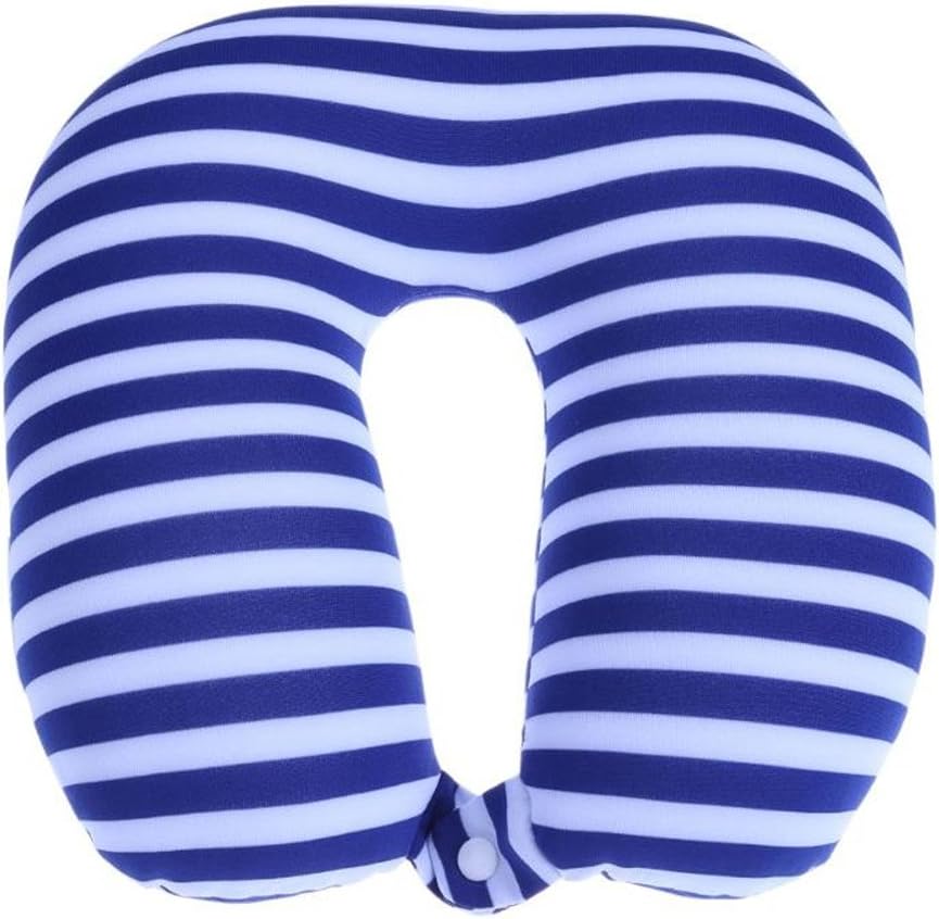 JOODS U Shaped Neck Pillow Travel Pillows With Button Foam Body Pillow Decorative Office Pillow Blue