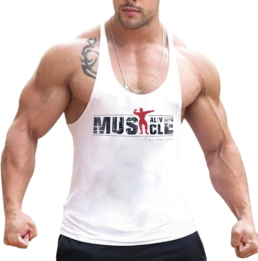 Alivebody Herren Bodybuilding Tank Top - Fitness Stringer Mit Trägern