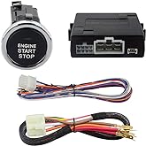 EASYGUARD ES002-P5 Push Start Button Kit &amp; Keyless Go Compatible with DC12V Cars (Diesel &amp; Petrol, Manual Automatic) - Blue - 1 Pack - Physical Push Buttons - Passenger Car, Truck, SUV, Van