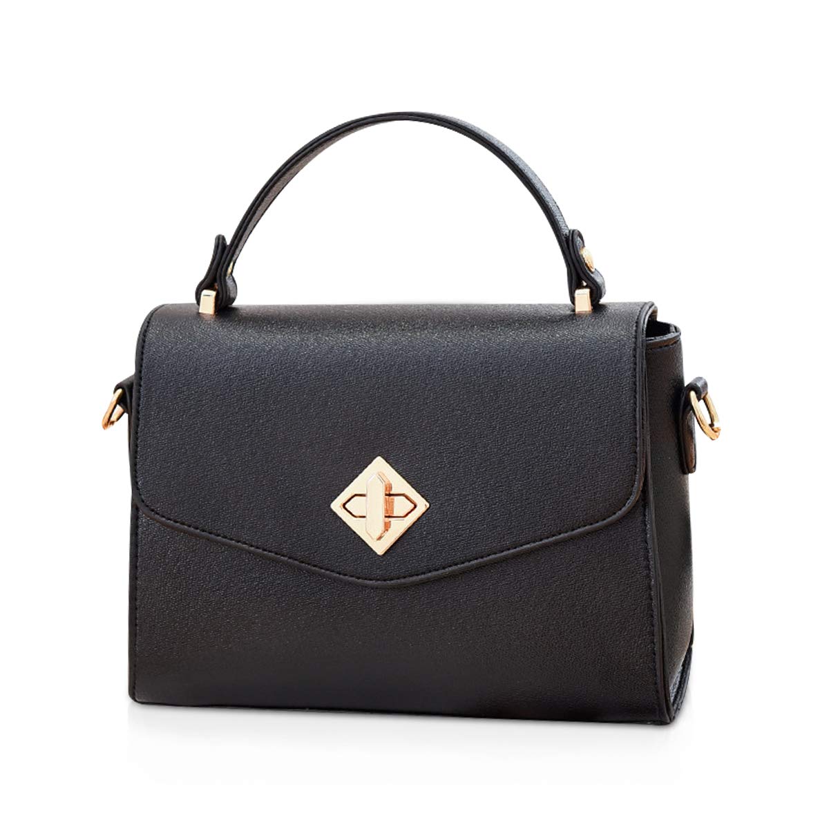 NICOLE & DORIS Small Crossbody Bag for Women Messenger Bag Top-Handle Bag Zipper Flap Shoulder Bag PU Leather Handbags with Lock Closure Black