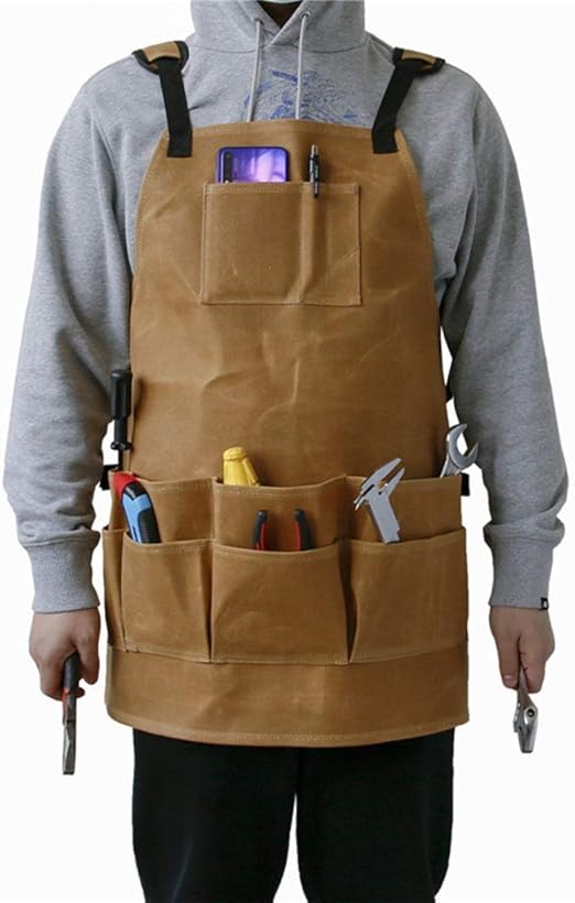 Tool Apron Durable Canvas Work Apron Multifunction Waterproof Oil