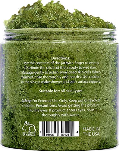 Brooklyn Botany Matcha Green Tea Exfoliating Body Scrub - Multi Purpose Body Scrub and Facial Scrub Moisturizes and Nourishes Face and Skin - Reduce Inflammation - Great Gifts For Women - 10 oz