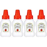 WXOIEOD 4 Pieces Mini Ketchup Bottle for Bento Box Accessories, 1 oz Condiment Squeeze Bottles Empty Plastic Salad Dressing Container Tomato Ketchup Condiments Squirt Squeezable Jar for Sauces Syrup