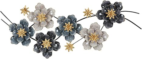 Amazon 立体的な花の壁飾り 壁アートをぶら下げ手作りの錬鉄製の壁自然の家の芸術の装飾寝室の居間のオフィスのため Cyan ウォールステッカー オンライン通販