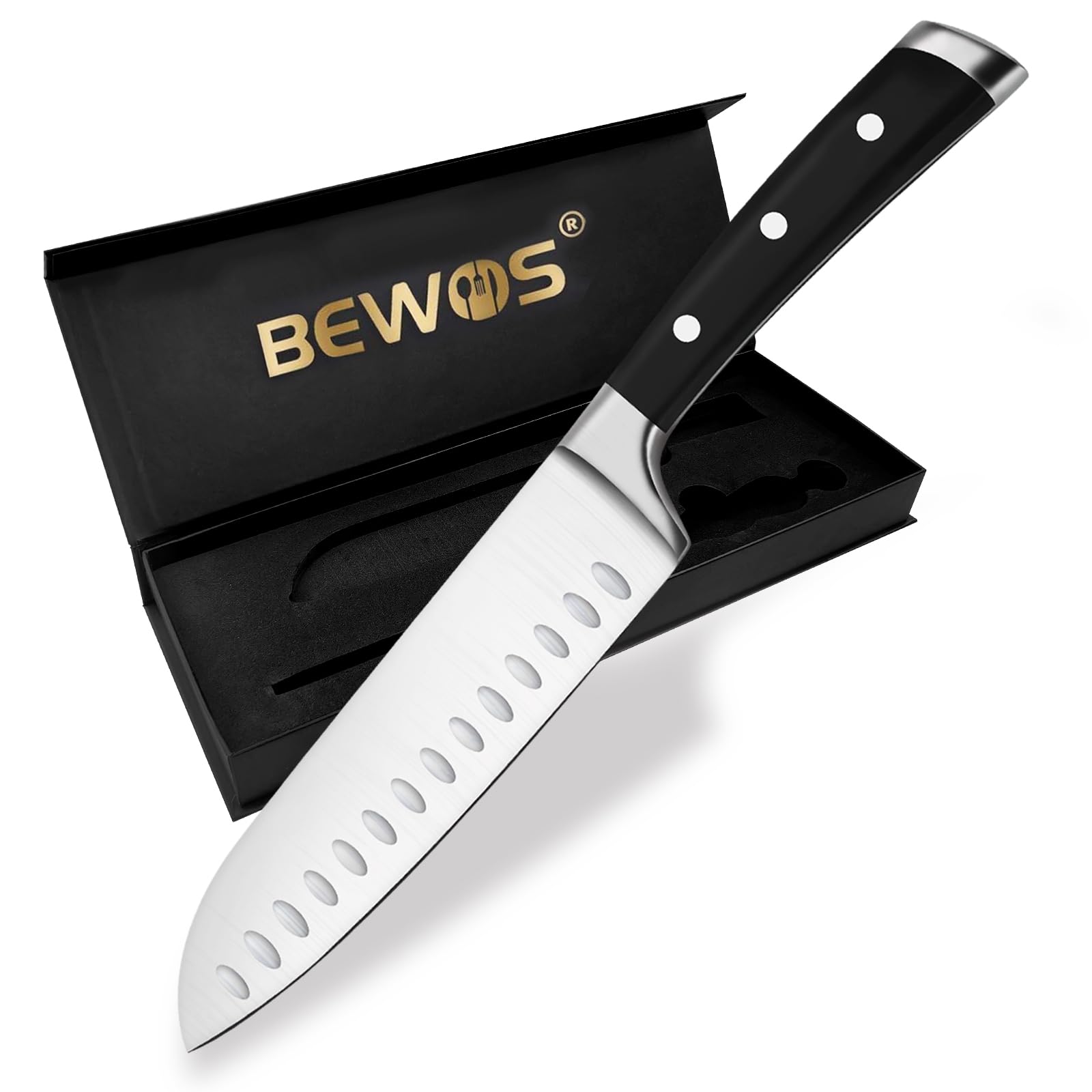 BEWOS 6-Piece Kitchen Utensil Set | Includes Knives, Scissors, Whisk & Rack | Dishwasher Safe - View #9