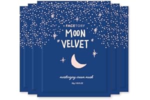 FACETORY K Beauty Face Mask Skin Care - MOON VELVET MOISTURIZING Sheet Mask with Sodium Hyaluronate & Shea Butter Cream | Moisturizing Cream Mask (5 Pack)