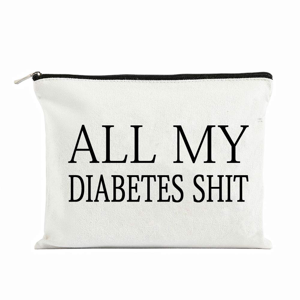 Charmoly All My Diabetes Shit Funny Diabetic Travel Bag Pouch Personalized Gift for Diabetic Emergency Supply Bag for Grandma Grandpa Mom Dad Sister Brother for Birthday Christmas Gifts