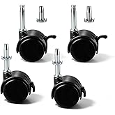 Letrushare 4pcs M8 Grip Neck Stem Caster Wheels 1.5 Inch Swivel Casters with Locking Brakes and Friction Stem Mounts Small Rollers Castor Replacement for Furniture Shelf Cabinet Table Desk Chair cart