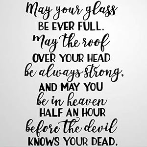 Irish Blessing Proverb Vinyl Wall Decal, Inspirational Quote Inspirational Quotes Stickers Motivational Wall Art Sticker Wall Mural Home Decor for Kids Room Bedroom Living Room