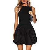 KIRUNDO Summer Bubble Dress for Women 2026 Casual Mini Spring Bodycon Cocktail Dresses Sleeveless Drop Waist Sundress Beach