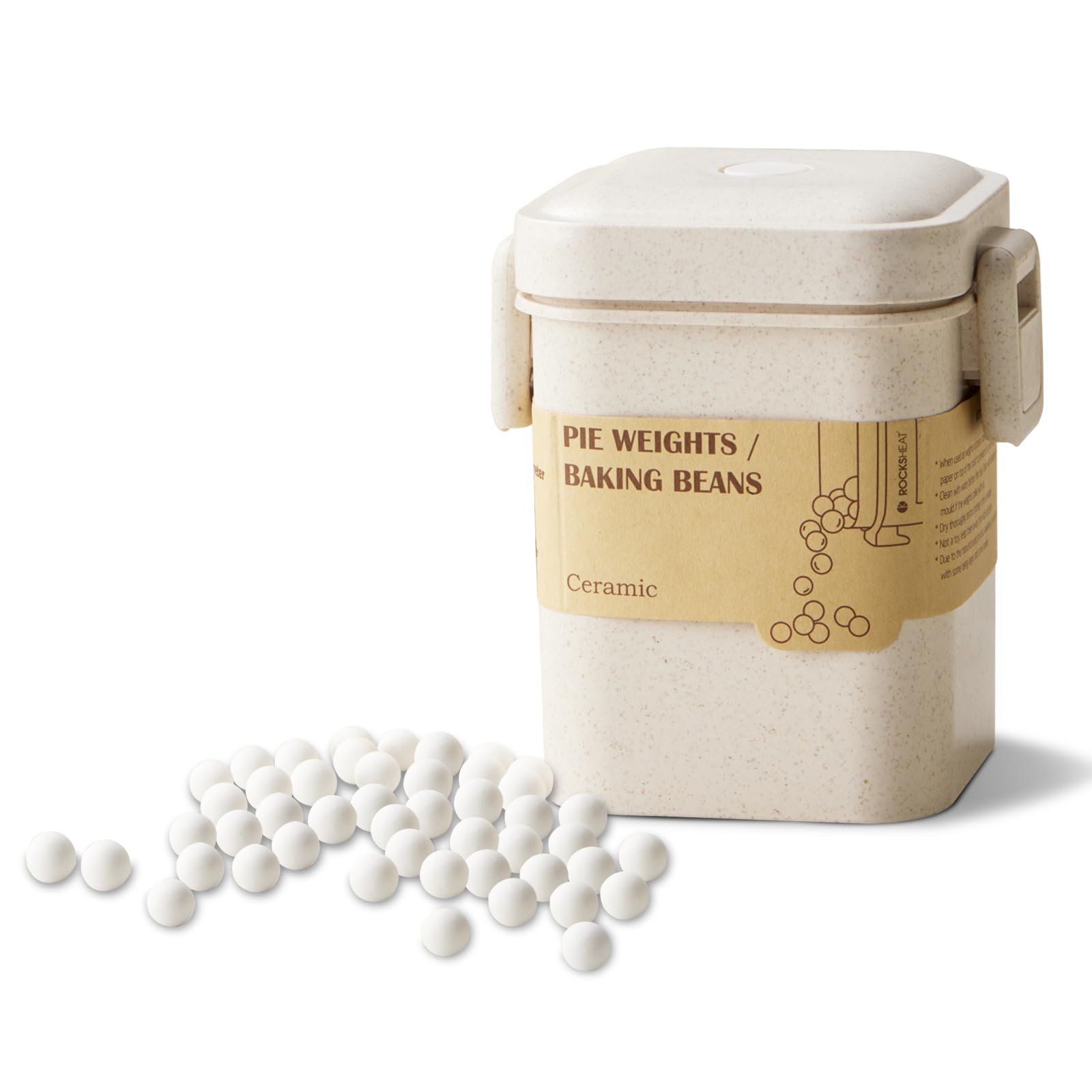 ROCKSHEAT Ceramic Baking Beans, Reusable Baking Beans for Blind Baking Pastry, Pie Wights Baking Beads with Storage, Baking Accessories (2.2lb/1000g)