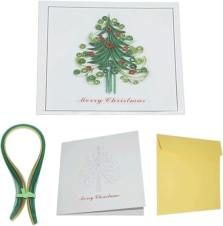 Biglietti Di Natale Con Il Quilling.Quilling Paper Art Work Diy Gift Di Materiale Pacchetto Per Merry Christmas Biglietto D Auguri Con Busta Type A No Tools Amazon It Casa E Cucina