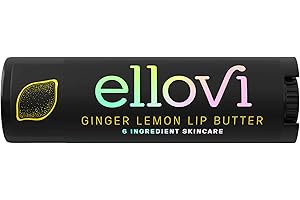 Ellovi Natural Lip Butter Lip Balm - Ginger Lemon - Pure Enough to Eat - Made With Just 6 Vegan Ingredients - Moisturizing Lip Care for All Day Hydration (Single)