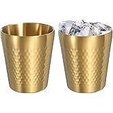 uxcell 2 Pcs Stainless Steel Cups, 9oz/260ml Metal Cups Diamond Textured Insulated Portable Stackable Drinking Tumblers for Home Restaurant Outdoor Travel Camping, Gold