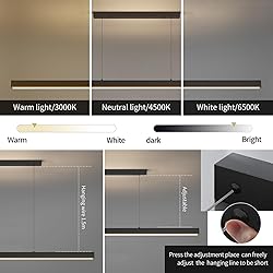 70" LED Linear Pendant Light Fixtures, 25W Dimmable
