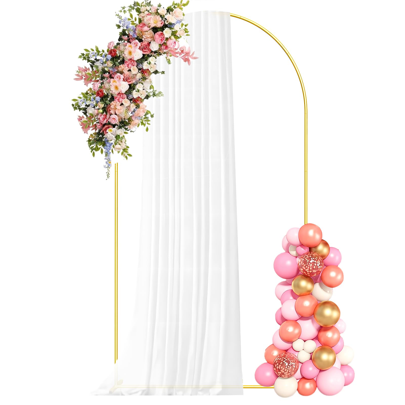 Photo 1 of 7.2FT Metal Arch Backdrop Stand Gold Arched Backdrop Frame for Wedding Party Ceremony Birthday Bridal Baby Shower Garden Floral Balloon Arch Decoration