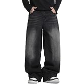 DFGIGT Men's Baggy Y2K Hip Hop Street Jeans Wide Leg Denim Pants Loose Fit Long Trousers