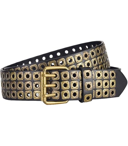 Namzi 3 Row Studded Belts Punk Hip Hop Personalized Faux Leather