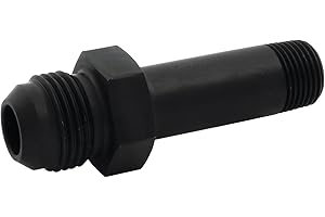 Allstar Performance ALL90048 Black Anodized Aluminum 3" Length 10AN Male to 3/8 NPT Male Oil Inlet Fitting