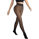 MERYLURE Fleece Lined Tights Women Fake Translucent Winter Warm Thick Pantyhose Thermal Sheer Leggings for All Skin Tone
