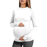 Yousify Women’s Long Sleeve Maternity Tops Pregnancy Shirts Workout Yoga Athletic Tops Blouses with Thumb Holes