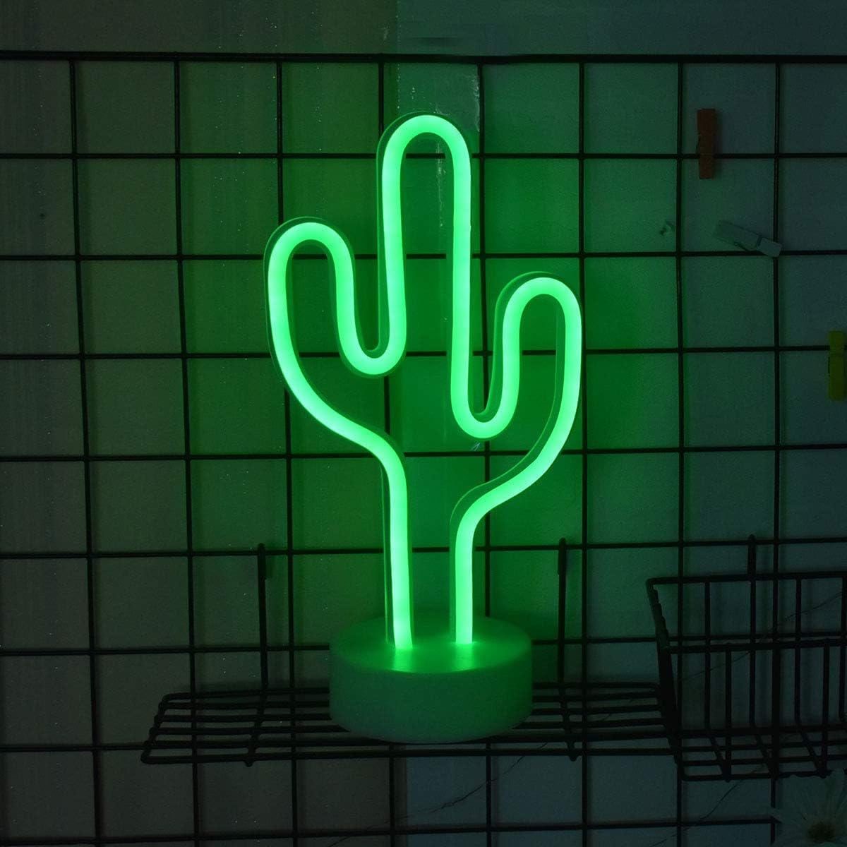 Cactus Neon Signs Neon Lights with Holder Base Decor Light,LED Cactus Sign Shaped Decor Light,Marquee Signs/Wall Decor for Luau Summer Party Table Decoration Children Kids Gifts