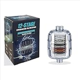 Shower Head Filter, 15-Stage Filtration System, Removes Chlorine &amp; Heavy Metals, Softens Water for Smoother Skin &amp; Hair, Universal Fit for All Shower Types (White) (HS-GLQ-001, Filter, GLQ001)