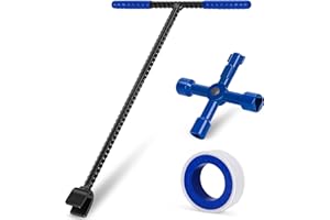 LOSTRONAUT 17" Water Meter Key - Professional Garden and Plumbing Tool for Opening and Closing Valves with Ease - with Reinforced Steel T-Handle and 4-Way Spigot Selector for Versatile Applications