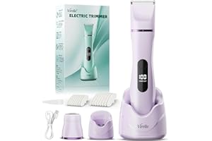 VIRELLE Bikini Trimmer for Women - Painless Waterproof Electric Razor Remover Foil Shaver for Leg, Body, Armpit & Facial Hair, Cordless with Ceramic Blade,USB Charging Dock, Travel Size, Gifts for Her, Purple