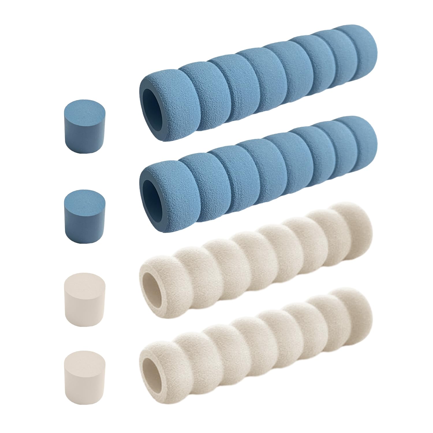 DUINIU 4 Pieces Door Handle Protective Cover, Anti-Static Protective Cover, Children's Anti-Collision Protective Cover, Door Handle Buffer, Suitable for Restaurants, Schools, Rooms (Off-White + Blue)